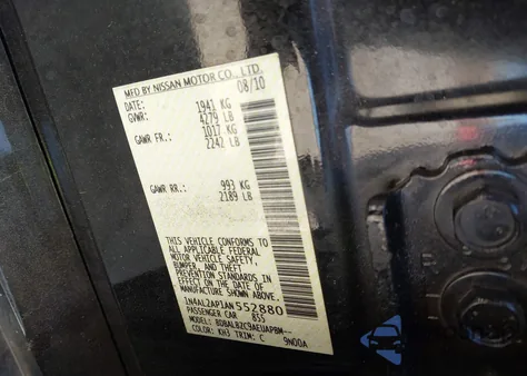 2010 Nissan Altima 2.5 S from USA, damaged, VIN 1N4AL2AP1AN552880
